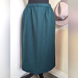 Pendleton Petite Bistro Green Virgin Wool Skirt 12 Vintage 80s Whimsigoth